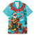 Hawaii Christmas Family Matching Summer Maxi Dress and Hawaiian Shirt Mele Kalikimaka Poinsettia Lei - Cyan