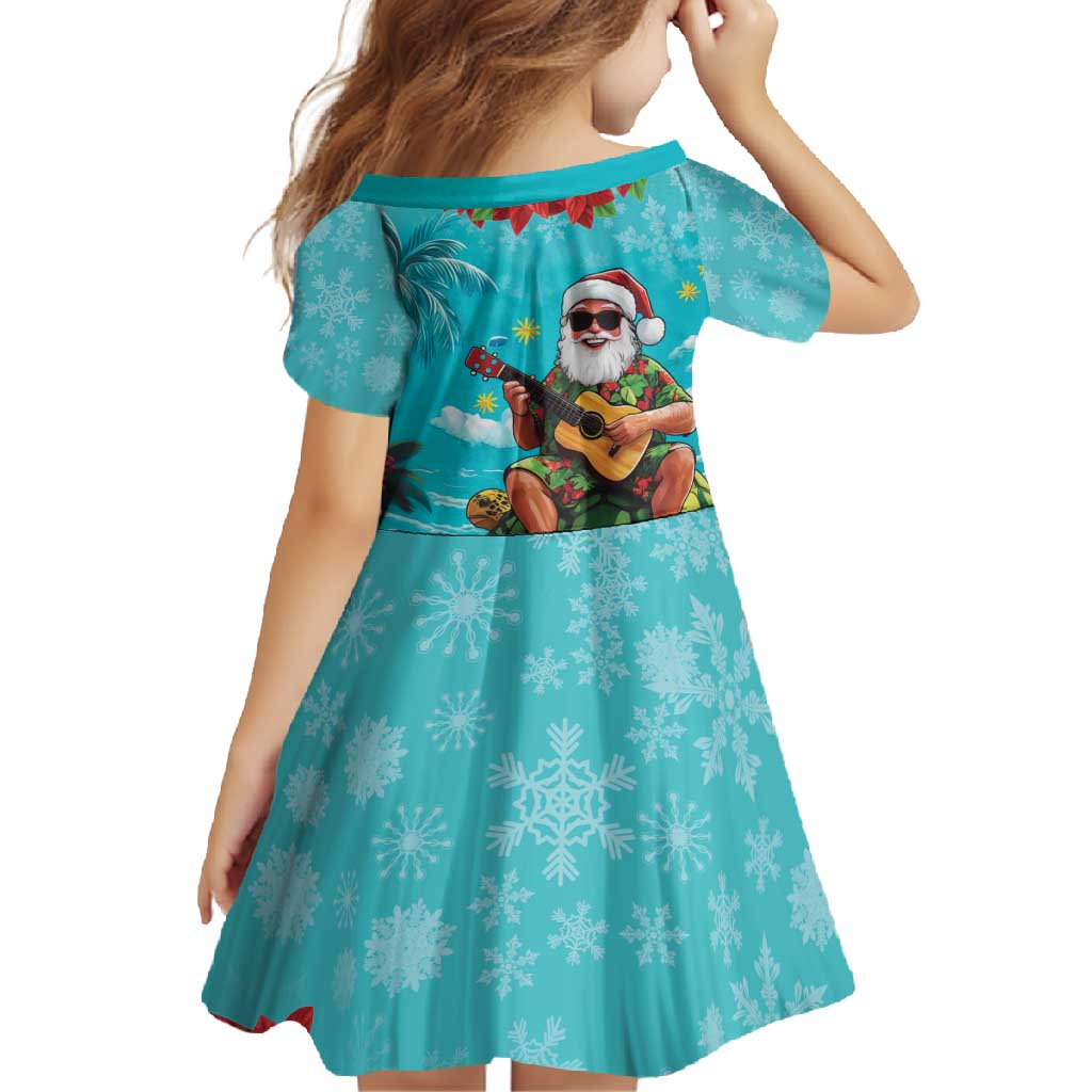 Hawaii Christmas Family Matching Tank Maxi Dress and Hawaiian Shirt Mele Kalikimaka Poinsettia Lei Cyan