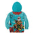 Hawaii Christmas Kid Hoodie Mele Kalikimaka Poinsettia Lei - Cyan