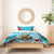 Hawaii Christmas Bedding Set Mele Kalikimaka Poinsettia Lei Polynesian - Blue