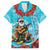 Hawaii Christmas Family Matching Summer Maxi Dress and Hawaiian Shirt Mele Kalikimaka Poinsettia Lei Polynesian - Blue
