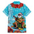 Hawaii Christmas Family Matching Summer Maxi Dress and Hawaiian Shirt Mele Kalikimaka Poinsettia Lei Polynesian - Blue
