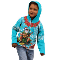Hawaii Christmas Kid Hoodie Mele Kalikimaka Poinsettia Lei Polynesian - Blue