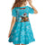 Hawaii Christmas Kid Short Sleeve Dress Mele Kalikimaka Poinsettia Lei Polynesian - Blue