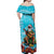 Hawaii Christmas Off Shoulder Maxi Dress Mele Kalikimaka Poinsettia Lei Polynesian - Blue