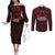Personalised Keep Maori Wards New Zealand Couples Matching Off The Shoulder Long Sleeve Dress and Long Sleeve Button Shirt Stronger Together Aotearoa Taniko - Polynesian Pride