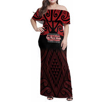 Personalised Keep Maori Wards New Zealand Family Matching Off Shoulder Maxi Dress and Hawaiian Shirt Stronger Together Aotearoa Taniko - Polynesian Pride