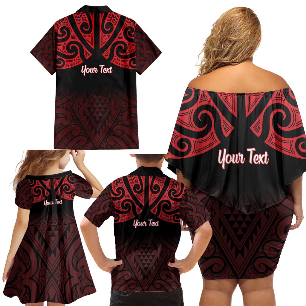 Personalised Keep Maori Wards New Zealand Family Matching Off Shoulder Short Dress and Hawaiian Shirt Stronger Together Aotearoa Taniko - Polynesian Pride