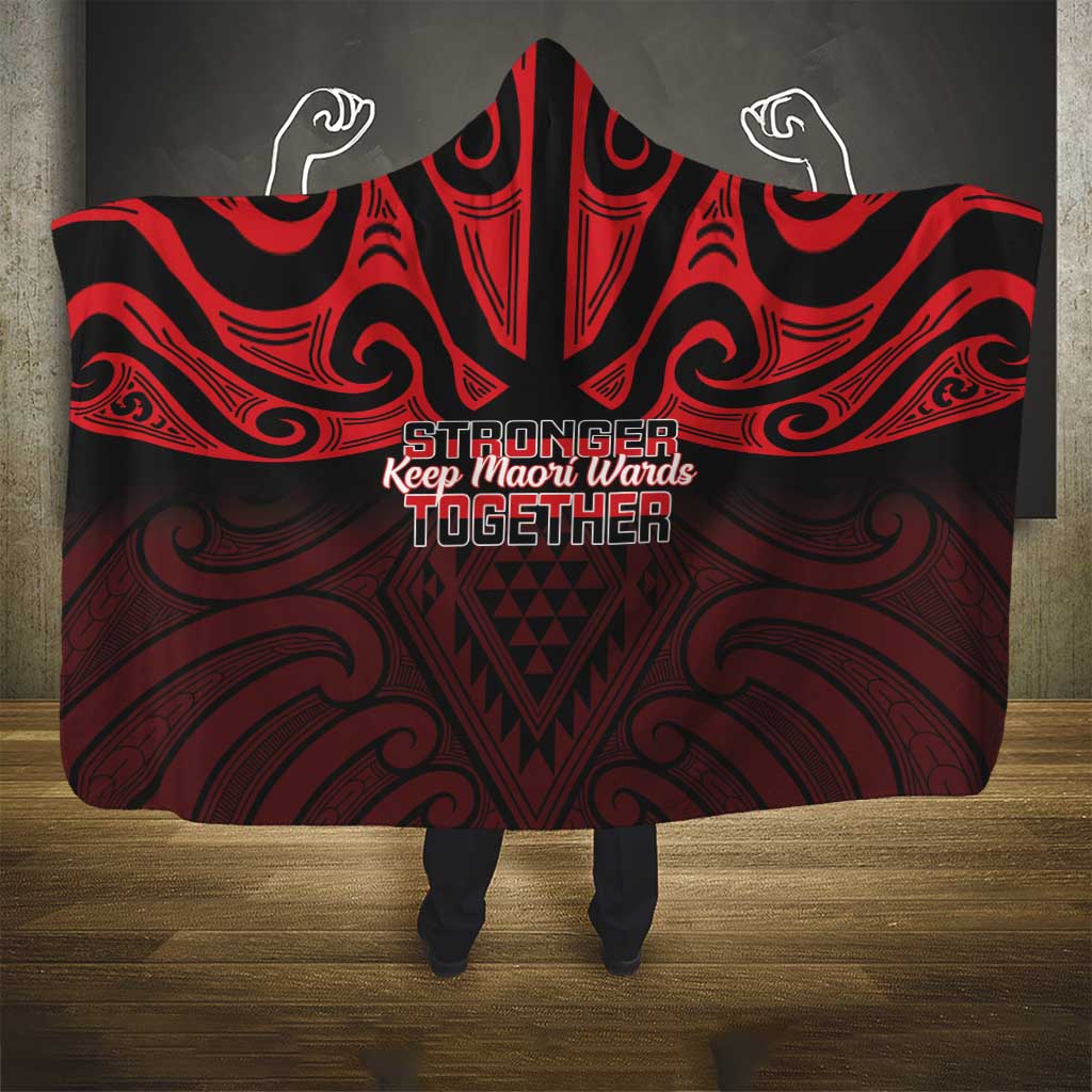Keep Maori Wards New Zealand Hooded Blanket Stronger Together Aotearoa Taniko - Polynesian Pride