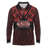 Personalised Keep Maori Wards New Zealand Long Sleeve Polo Shirt Stronger Together Aotearoa Taniko - Polynesian Pride
