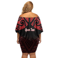 Personalised Keep Maori Wards New Zealand Off Shoulder Short Dress Stronger Together Aotearoa Taniko - Polynesian Pride