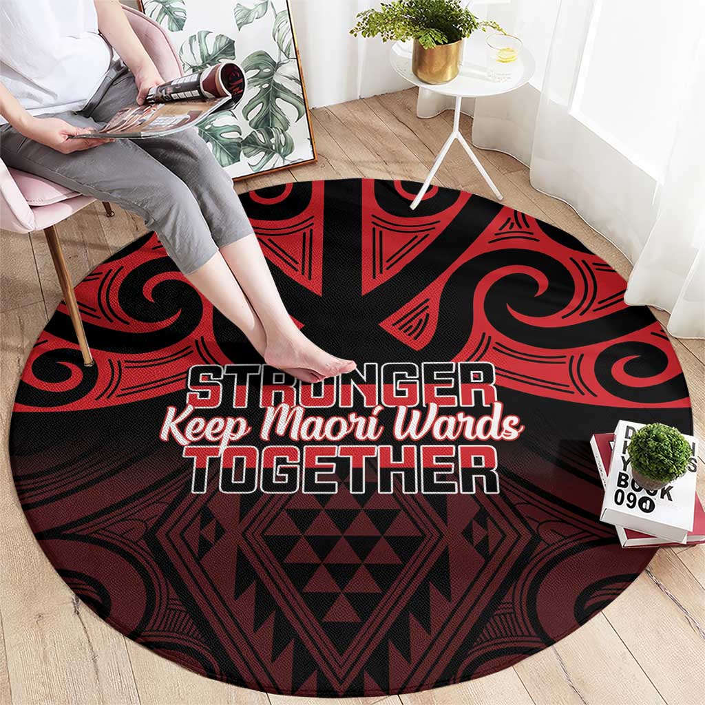 Keep Maori Wards New Zealand Round Carpet Stronger Together Aotearoa Taniko - Polynesian Pride