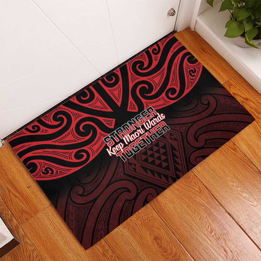 Keep Maori Wards New Zealand Rubber Doormat Stronger Together Aotearoa Taniko - Polynesian Pride