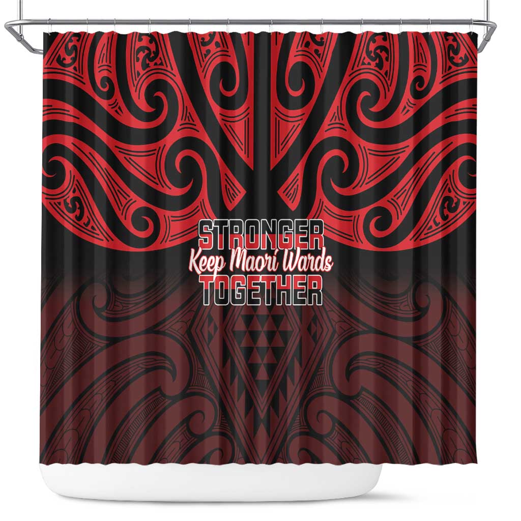 Keep Maori Wards New Zealand Shower Curtain Stronger Together Aotearoa Taniko - Polynesian Pride