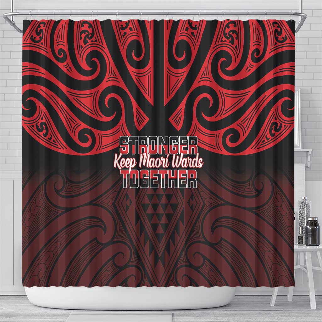 Keep Maori Wards New Zealand Shower Curtain Stronger Together Aotearoa Taniko - Polynesian Pride