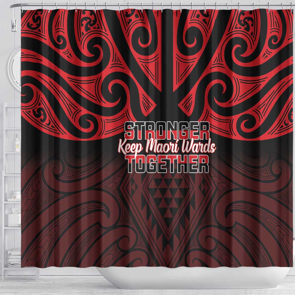 Keep Maori Wards New Zealand Shower Curtain Stronger Together Aotearoa Taniko - Polynesian Pride
