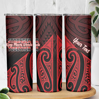 Personalised Keep Maori Wards New Zealand Skinny Tumbler Stronger Together Aotearoa Taniko - Polynesian Pride