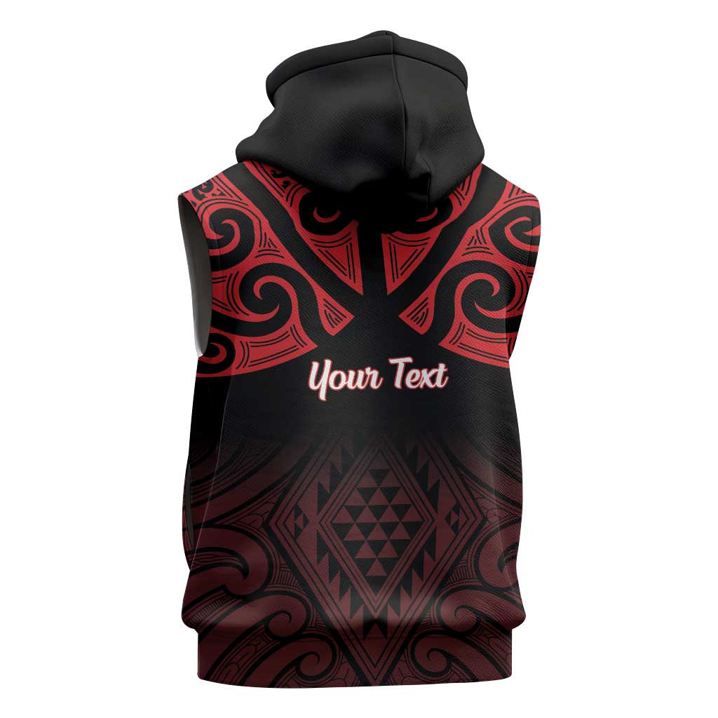 Personalised Keep Maori Wards New Zealand Sleeveless Zip Hoodie Stronger Together Aotearoa Taniko - Polynesian Pride