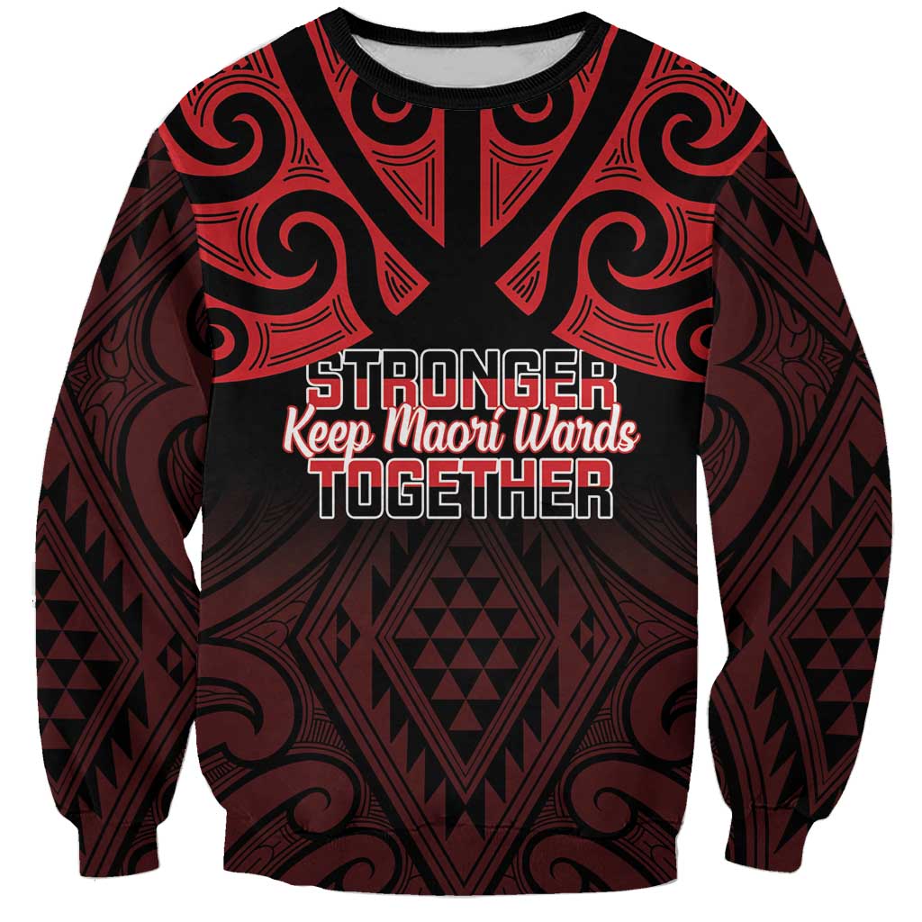 Personalised Keep Maori Wards New Zealand Sweatshirt Stronger Together Aotearoa Taniko - Polynesian Pride