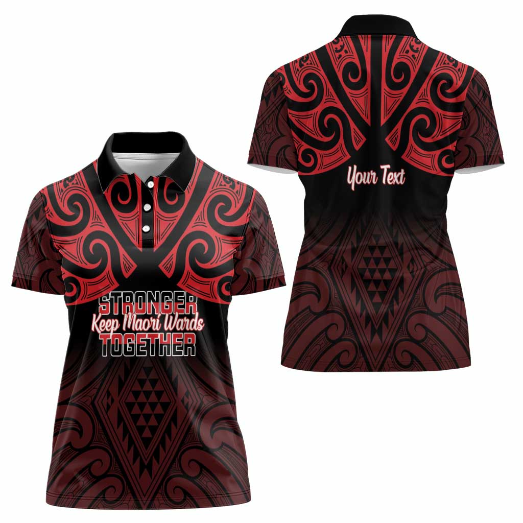 Personalised Keep Maori Wards New Zealand Women Polo Shirt Stronger Together Aotearoa Taniko - Polynesian Pride