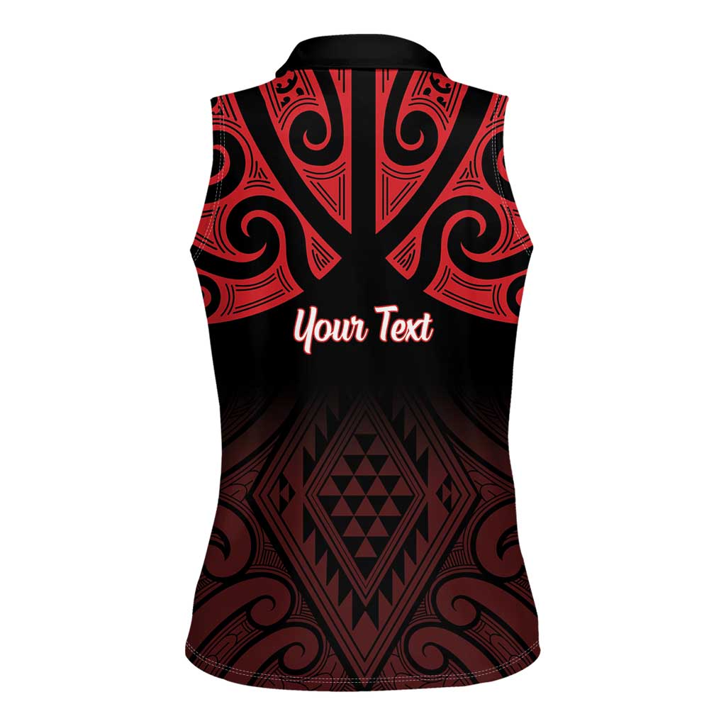 Personalised Keep Maori Wards New Zealand Women Sleeveless Polo Shirt Stronger Together Aotearoa Taniko - Polynesian Pride