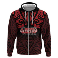 Personalised Keep Maori Wards New Zealand Zip Hoodie Stronger Together Aotearoa Taniko - Polynesian Pride
