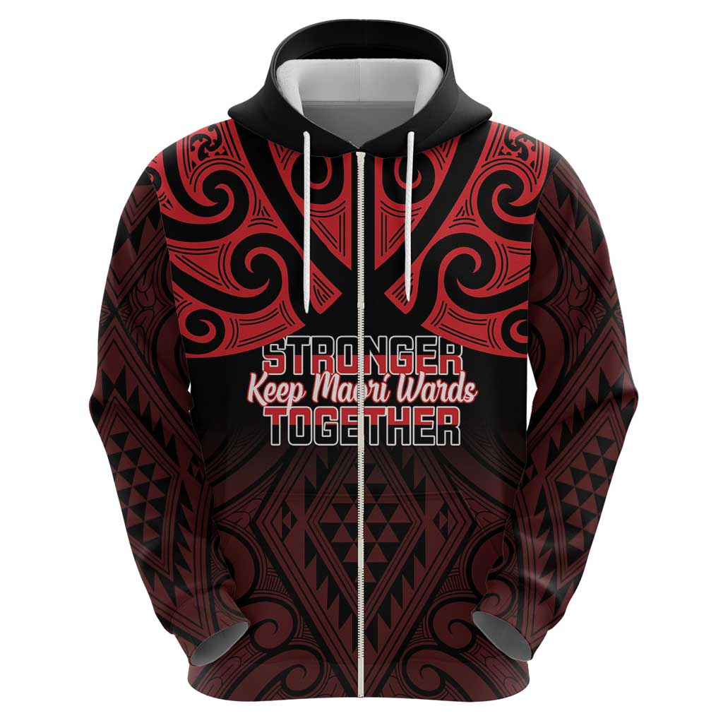 Personalised Keep Maori Wards New Zealand Zip Hoodie Stronger Together Aotearoa Taniko - Polynesian Pride
