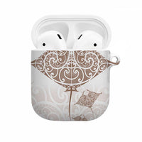 New Zealand Manta Ray Tattoo AirPods Case Aotearoa Maori Haehae Beige - Polynesian Pride
