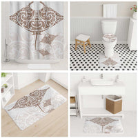 New Zealand Manta Ray Tattoo Bathroom Set Aotearoa Maori Haehae Beige - Polynesian Pride
