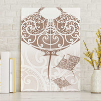 New Zealand Manta Ray Tattoo Canvas Wall Art Aotearoa Maori Haehae Beige - Polynesian Pride
