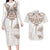 New Zealand Manta Ray Tattoo Couples Matching Long Sleeve Bodycon Dress and Hawaiian Shirt Aotearoa Maori Haehae Beige - Polynesian Pride
