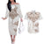 New Zealand Manta Ray Tattoo Couples Matching Off The Shoulder Long Sleeve Dress and Hawaiian Shirt Aotearoa Maori Haehae Beige - Polynesian Pride