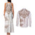 New Zealand Manta Ray Tattoo Couples Matching Tank Maxi Dress and Long Sleeve Button Shirt Aotearoa Maori Haehae Beige - Polynesian Pride