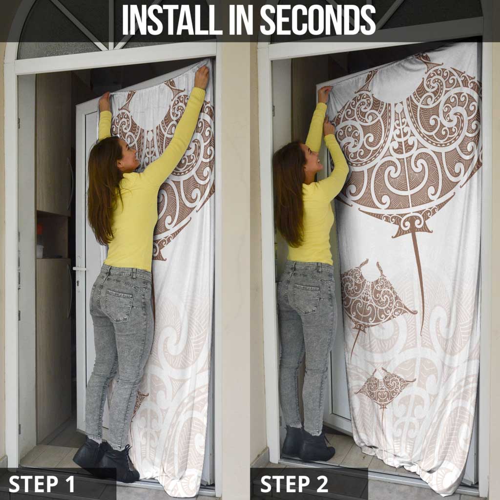 New Zealand Manta Ray Tattoo Door Cover Aotearoa Maori Haehae Beige - Polynesian Pride