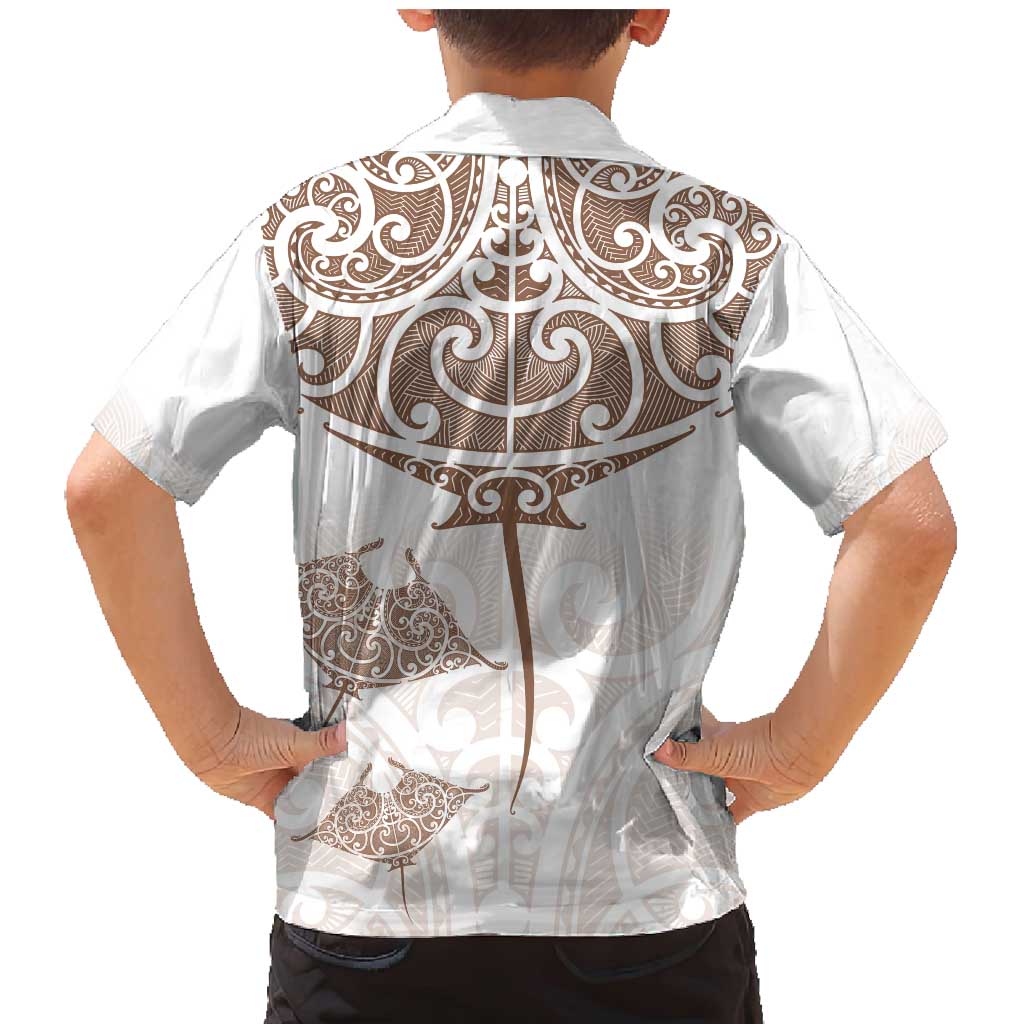 New Zealand Manta Ray Tattoo Family Matching Mermaid Dress and Hawaiian Shirt Aotearoa Maori Haehae Beige - Polynesian Pride