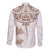 New Zealand Manta Ray Tattoo Family Matching Off The Shoulder Long Sleeve Dress and Hawaiian Shirt Aotearoa Maori Haehae Beige - Polynesian Pride