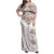 New Zealand Manta Ray Tattoo Family Matching Off Shoulder Maxi Dress and Hawaiian Shirt Aotearoa Maori Haehae Beige - Polynesian Pride