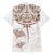 New Zealand Manta Ray Tattoo Family Matching Off Shoulder Short Dress and Hawaiian Shirt Aotearoa Maori Haehae Beige - Polynesian Pride