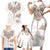 New Zealand Manta Ray Tattoo Family Matching Short Sleeve Bodycon Dress and Hawaiian Shirt Aotearoa Maori Haehae Beige - Polynesian Pride