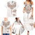 New Zealand Manta Ray Tattoo Family Matching Summer Maxi Dress and Hawaiian Shirt Aotearoa Maori Haehae Beige - Polynesian Pride