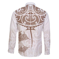 New Zealand Manta Ray Tattoo Family Matching Tank Maxi Dress and Hawaiian Shirt Aotearoa Maori Haehae Beige - Polynesian Pride