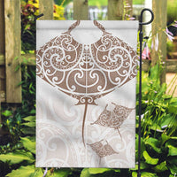 New Zealand Manta Ray Tattoo Garden Flag Aotearoa Maori Haehae Beige - Polynesian Pride
