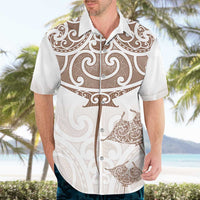 New Zealand Manta Ray Tattoo Hawaiian Shirt Aotearoa Maori Haehae Beige - Polynesian Pride