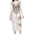 New Zealand Manta Ray Tattoo Long Sleeve Bodycon Dress Aotearoa Maori Haehae Beige - Polynesian Pride