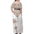 New Zealand Manta Ray Tattoo Off Shoulder Maxi Dress Aotearoa Maori Haehae Beige - Polynesian Pride