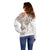 New Zealand Manta Ray Tattoo Off Shoulder Sweater Aotearoa Maori Haehae Beige - Polynesian Pride
