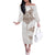 New Zealand Manta Ray Tattoo Off The Shoulder Long Sleeve Dress Aotearoa Maori Haehae Beige - Polynesian Pride