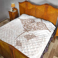 New Zealand Manta Ray Tattoo Quilt Aotearoa Maori Haehae Beige - Polynesian Pride