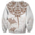 New Zealand Manta Ray Tattoo Sweatshirt Aotearoa Maori Haehae Beige - Polynesian Pride