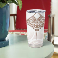New Zealand Manta Ray Tattoo Tumbler Cup Aotearoa Maori Haehae Beige - Polynesian Pride